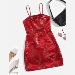 Dragon & Phoenix Print Tie Back Cami Dress